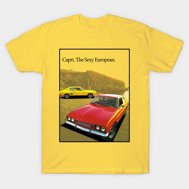 FORD CAPRI - advert T-Shirt by Throwback Motors